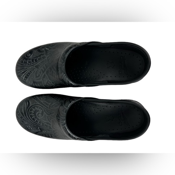 Dansko Black Tooled Leather Professional Clog Shoes Womens EU 38 US 7.5-8 EUC - Picture 7 of 11